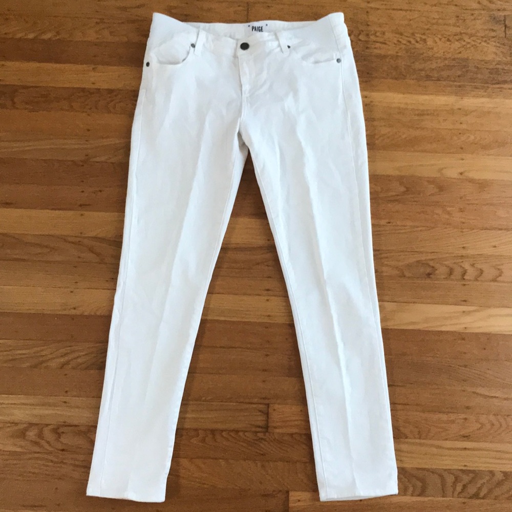 paige maternity white jeans 28